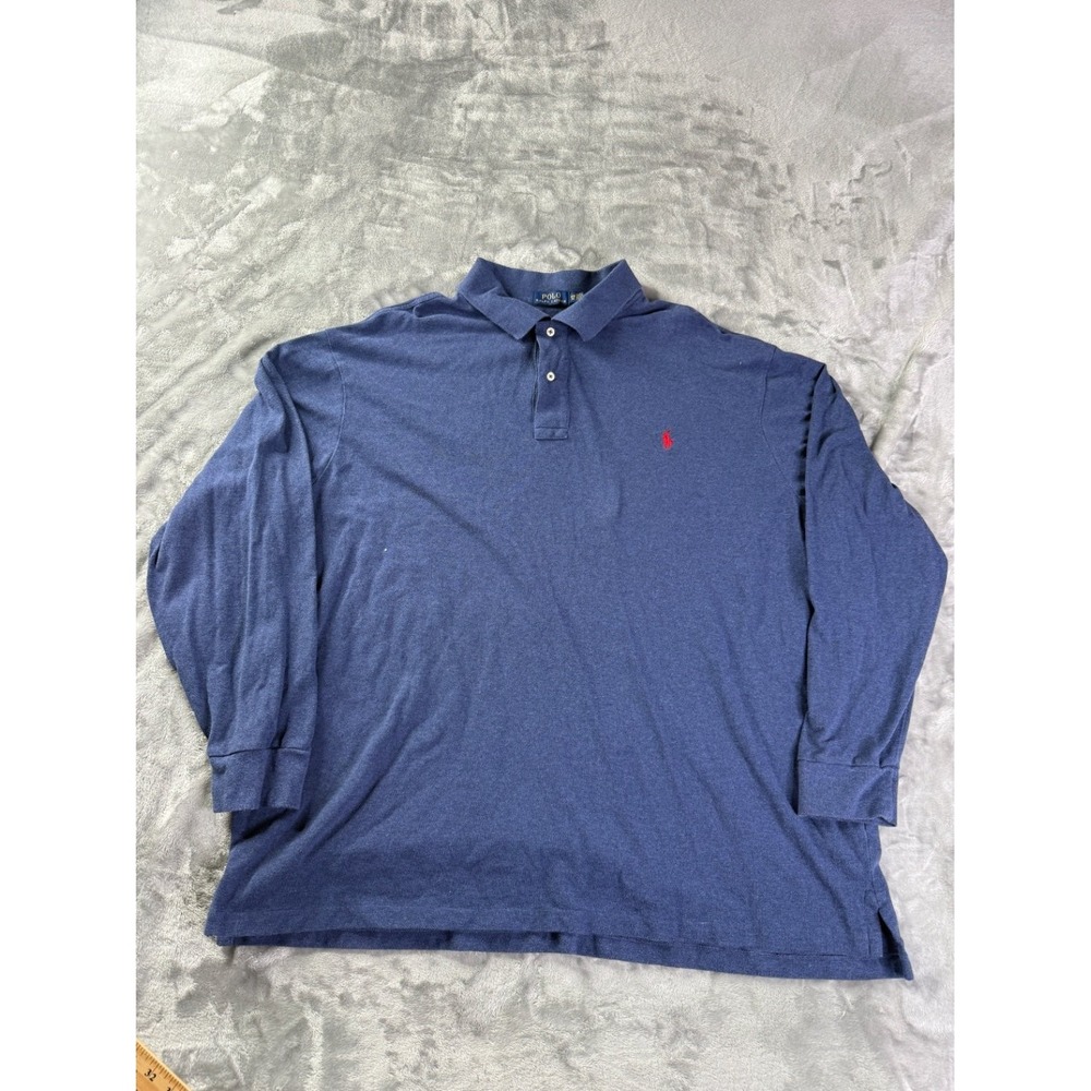 Polo Ralph Lauren Golf Mens 3XB Blue Long Sleeve Embroidered Pique knit texture